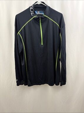 Ibkul Pullover Mens Large Gray 1/4 Zip Pockets Performance Golf Stretch